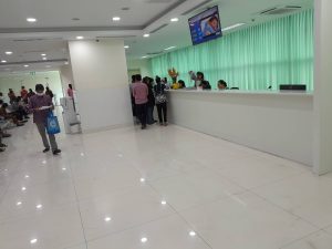 The main information counter at Calmette Hospital, Phnom Pehn. 