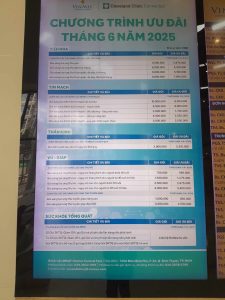Price list of Vinmec International Hospital